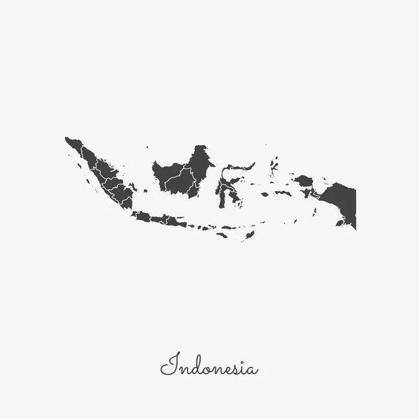 Indonesia región mapa gris contorno sobre fondo blanco Mapa detallado de Indonesia regiones Vector — Vector de stock