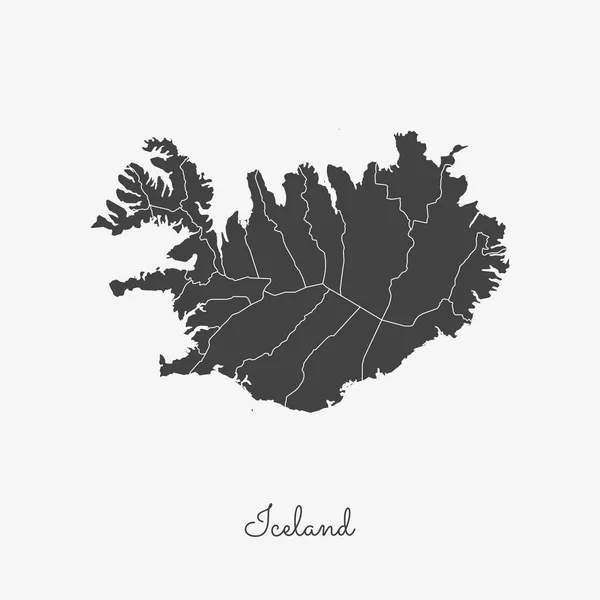 Islandia región mapa gris esquema sobre fondo blanco Mapa detallado de Islandia regiones Vector — Archivo Imágenes Vectoriales