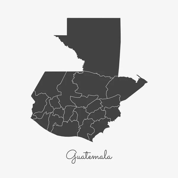 Guatemala mapa região cinza esboço sobre fundo branco Mapa detalhado de Guatemala regiões Vector — Vetor de Stock