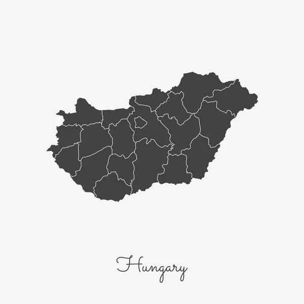 Hungary region map grey outline on white background Detailed map of Hungary regions Vector — Stock Vector