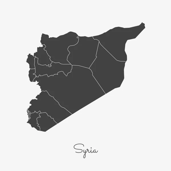 Síria mapa região cinza esboço sobre fundo branco Mapa detalhado de Síria regiões Vector — Vetor de Stock