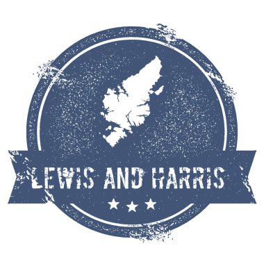 Lewis ve Harris logo işareti seyahat lastik damga adı ve ada vektör Haritası