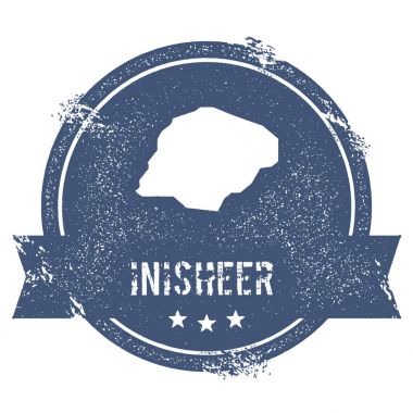 Inisheer logo işareti seyahat lastik damga adı ve ada vektör çizim Haritası olabilir