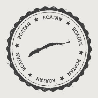 Roatan etiket Hipster yuvarlak lastik damgası ada Haritası Vintage pasaport işareti ile dairesel metin ile