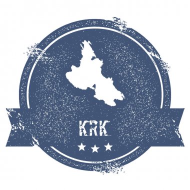 Krk logo işareti seyahat lastik damga adı ve ada vektör çizim Haritası ile kullanılabilir
