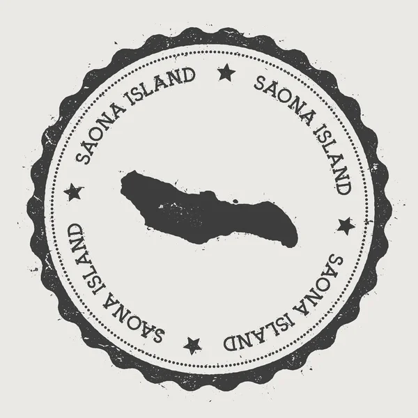 Etiqueta engomada Isla Saona Hipster ronda sello de goma con el mapa de la isla — Vector de stock