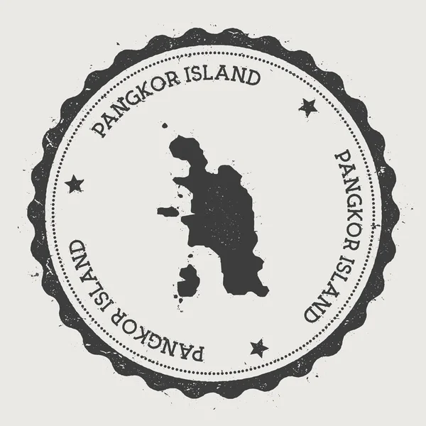 Etiqueta engomada Isla Pangkor Hipster ronda sello de goma con mapa de la isla Vintage signo de pasaporte con — Vector de stock