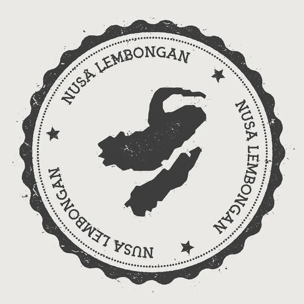 Стикер Nusa Lembongan Hipster круглая резиновая печать с островной картой — стоковый вектор