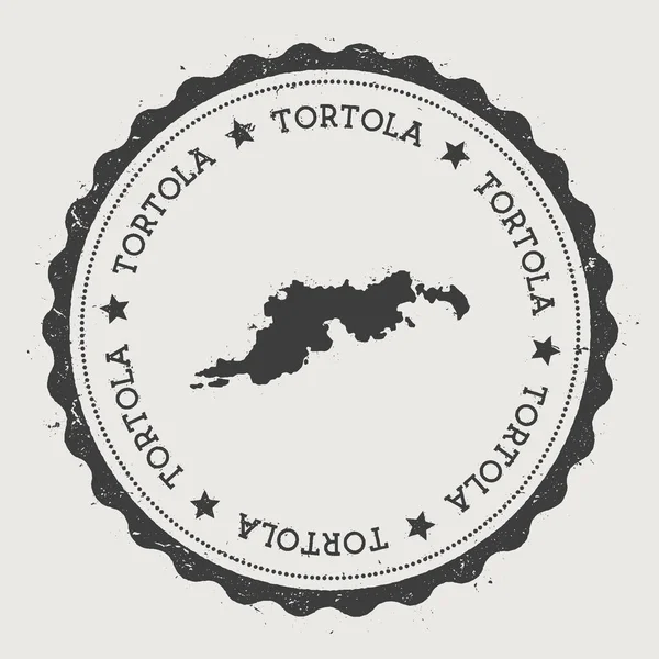 Etiqueta engomada Tortola Hipster ronda sello de goma con isla mapa Vintage signo de pasaporte con circular — Vector de stock