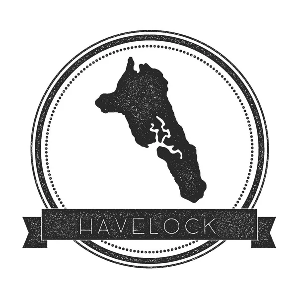 Havelock Island mapa sello insignia angustiado retro Hipster placa redonda con banner de texto Isla — Vector de stock