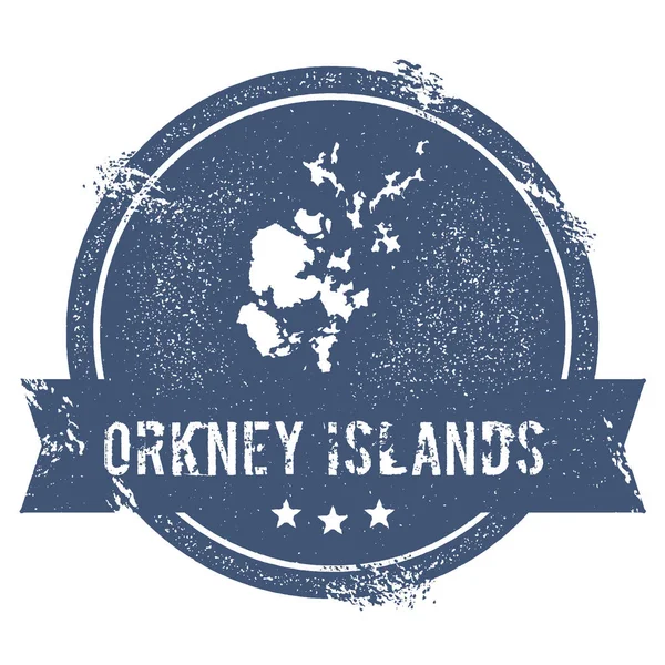 Sinal de logotipo Ilhas Órcades viagens carimbo com o nome e o mapa de ilustração vetorial de ilha —  Vetores de Stock
