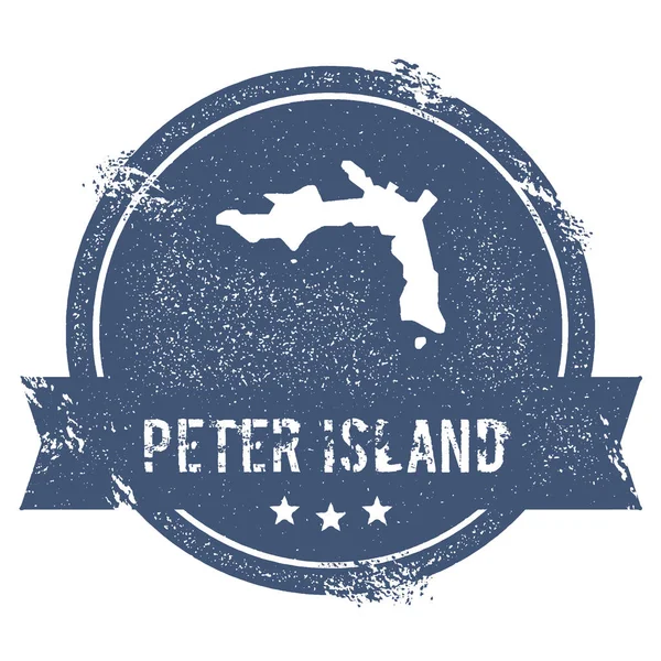 Signo del logotipo de Peter Island Sello de goma de viaje con el nombre y el mapa de la ilustración del vector de la isla — Vector de stock