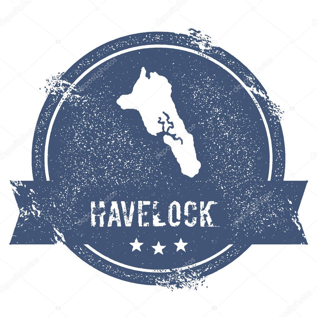 Havelock Island logo sign Travel rubber stamp with the name and map of island vector illustration