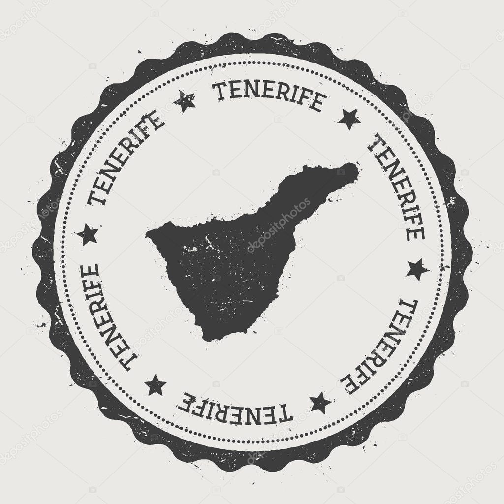 Tenerife sticker Hipster round rubber stamp with island map Vintage passport sign with circular