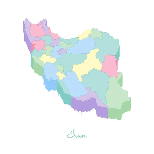 Iranische Landkarte bunte isometrische Draufsicht Detailkarte iranischer Regionen Vektorillustration — Stockvektor