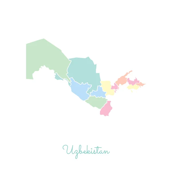 Usbekistan Landkarte bunt mit weißen Umrissen detaillierte Karte von Usbekistan Regionen Vektor — Stockvektor