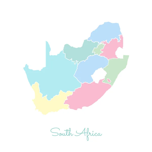 南アフリカ共和国の地域マップ南アフリカ地域ベクトルのアウトラインを白詳細地図とカラフルです — ストックベクタ