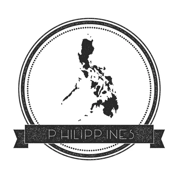 Insignia de Filipinas retro angustiado con mapa Hipster sello de goma redonda con banner de nombre de país — Vector de stock