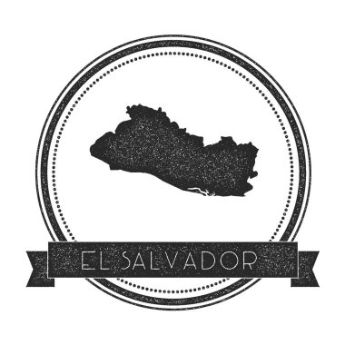 Retro harita Hipster yuvarlak lastik damgası ile ülke adı bayrak ile El Salvador rozet sıkıntılı