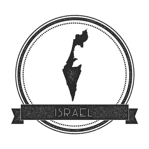 Retro trudnej sytuacji odznaka Izrael z mapy Hipster okrągły stempel z kraju nazwa transparent wektor — Wektor stockowy