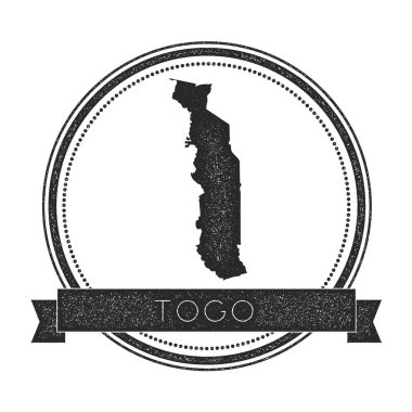 Retro sıkıntılı Togo rozeti ile harita Hipster lastik damgası ile ülke adı afiş vektör yuvarlak