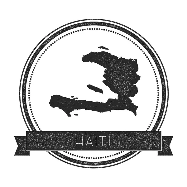 Retro distressed Haiti odznak s mapou Hipster kulaté razítko s vektorem nápisu název země — Stockový vektor