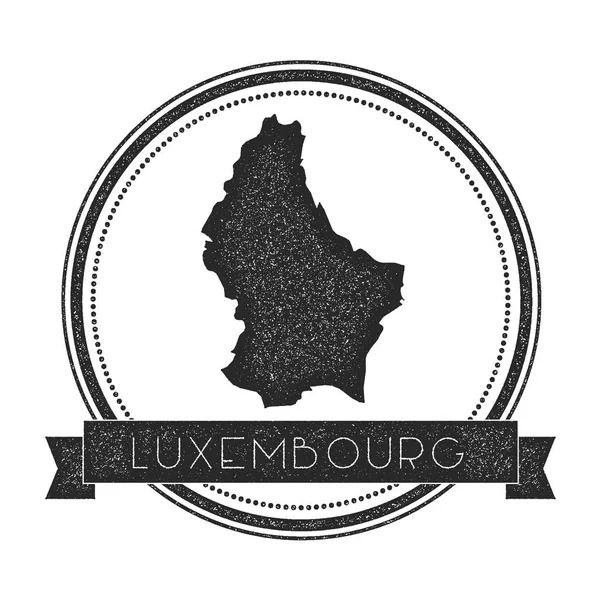 Retro noodlijdende Luxemburg badge met kaart Hipster ronde Rubberstempel met land naam banner — Stockvector