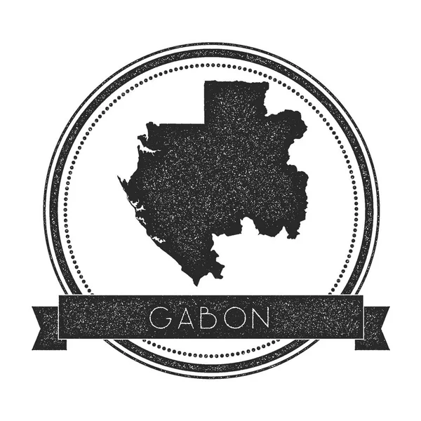 Insignia retro angustiado Gabón con mapa Hipster sello de goma redonda con el nombre del país banner vector — Vector de stock