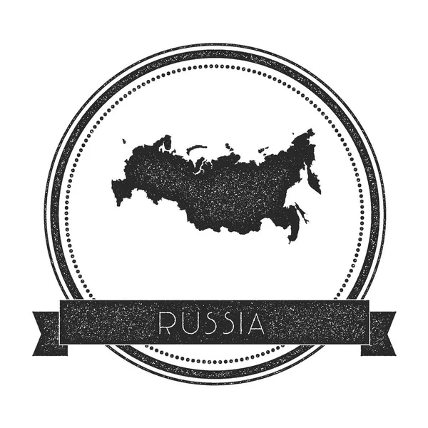 Retro verdrietig Russische Federatie badge met kaart Hipster ronde Rubberstempel met de landnaam — Stockvector