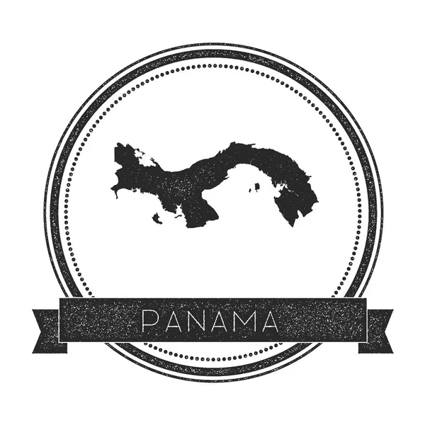 Insignia retro angustiado Panamá con mapa Hipster sello de goma redonda con el nombre del país banner vector — Vector de stock