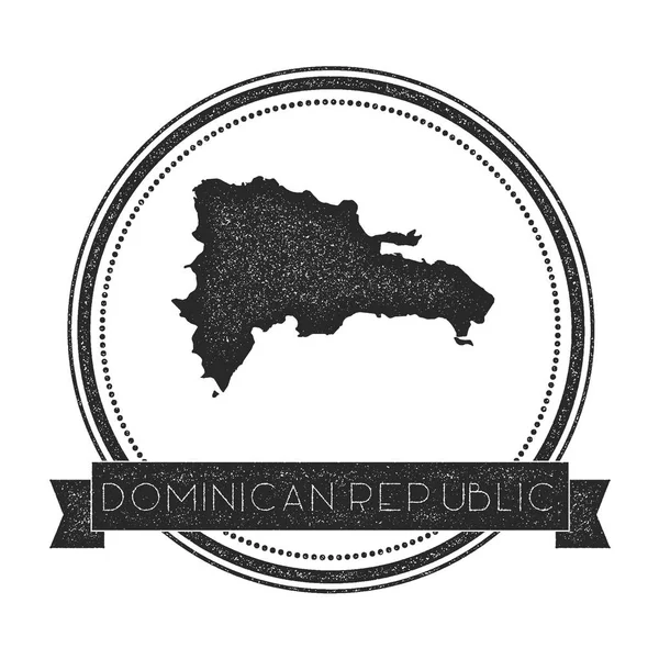 Retro zoufalý Dominikánská republika odznak s mapou Hipster kulaté razítko s názvem země — Stockový vektor