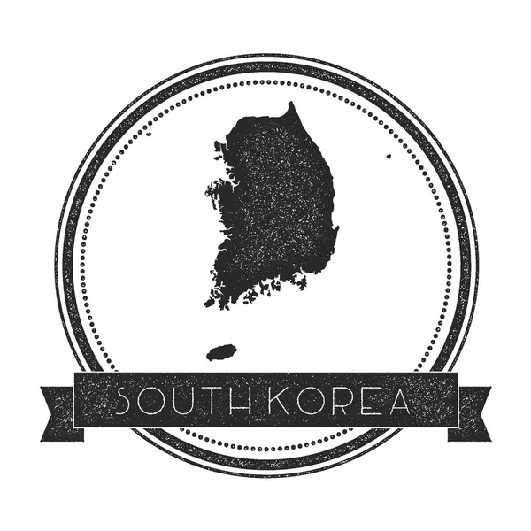 Ретро проблемних Республіка Корея Бейдж з картою Hipster круглі штамп з країни ім'я — стоковий вектор
