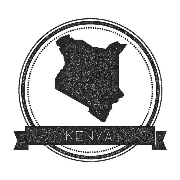 Retro trudnej sytuacji odznaka Kenii z mapą Hipster okrągły stempel z kraju nazwa transparent wektor — Wektor stockowy