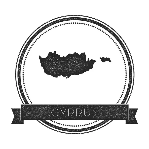 Distintivo retrò Cipro distintivo con mappa Hipster timbro di gomma rotonda con il nome del paese banner vettoriale — Vettoriale Stock