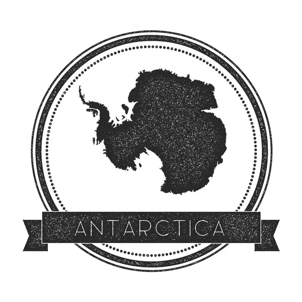 Insignia retro angustiada de la Antártida con mapa Sello de goma redonda Hipster con banner de nombre de país — Archivo Imágenes Vectoriales