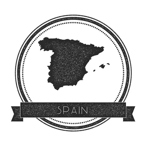 Emblema Espanha retro angustiado com mapa Carimbo de borracha redondo Hipster com vetor de bandeira de nome do país — Vetor de Stock