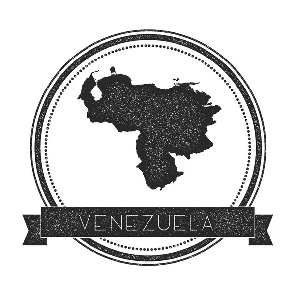 复古心疼的委内瑞拉玻利瓦尔共和国与地图时髦徽章圆与橡皮戳 — 图库矢量图片