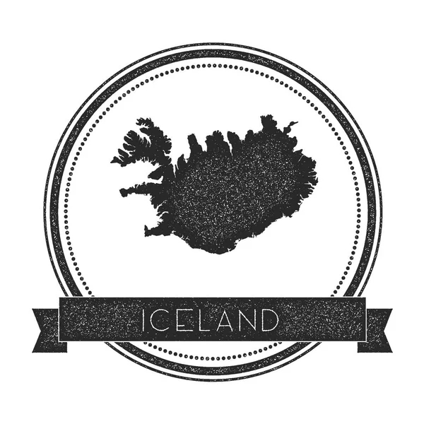 Insignia retro angustiado Islandia con mapa Hipster sello de goma redonda con el nombre del país banner vector — Archivo Imágenes Vectoriales
