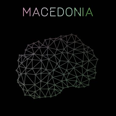 Makedonya Eski Yugoslav Cumhuriyeti bir ağ harita soyut poligonal harita tasarımı ağ