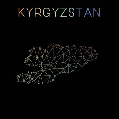 Kırgızistan ağ harita soyut poligonal harita tasarım ağ bağlantıları illüstrasyon vektör