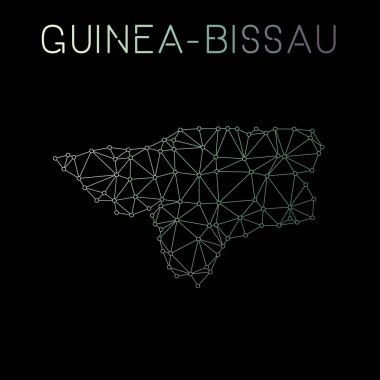 Guineabissau ağ harita soyut poligonal harita tasarım ağ bağlantıları illüstrasyon vektör