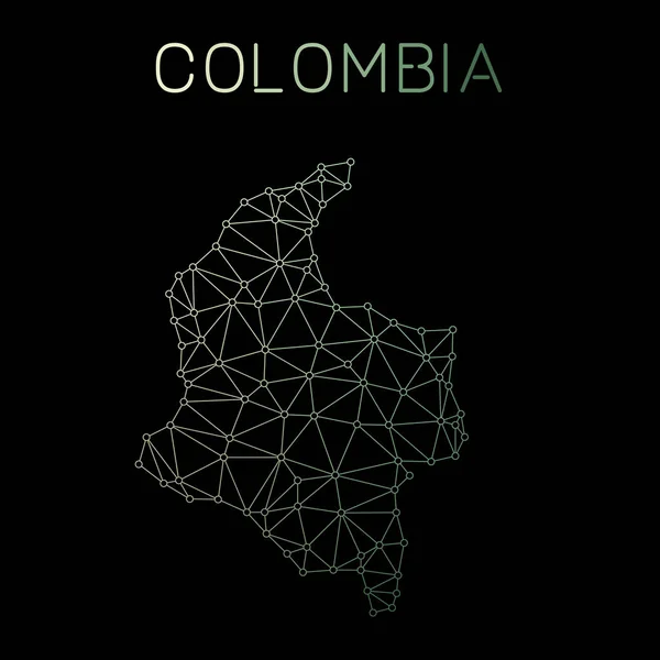 Colombia mappa di rete Astratto disegno mappa poligonale Collegamenti di rete illustrazione vettoriale — Vettoriale Stock