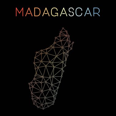 Madagaskar ağ harita soyut poligonal harita tasarım ağ bağlantıları illüstrasyon vektör