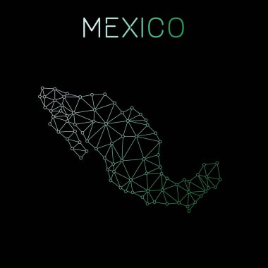 Meksika ağ harita soyut poligonal harita tasarım ağ bağlantıları illüstrasyon vektör