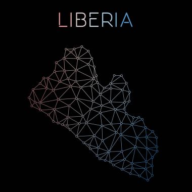 Liberya ağ harita soyut poligonal harita tasarım ağ bağlantıları illüstrasyon vektör