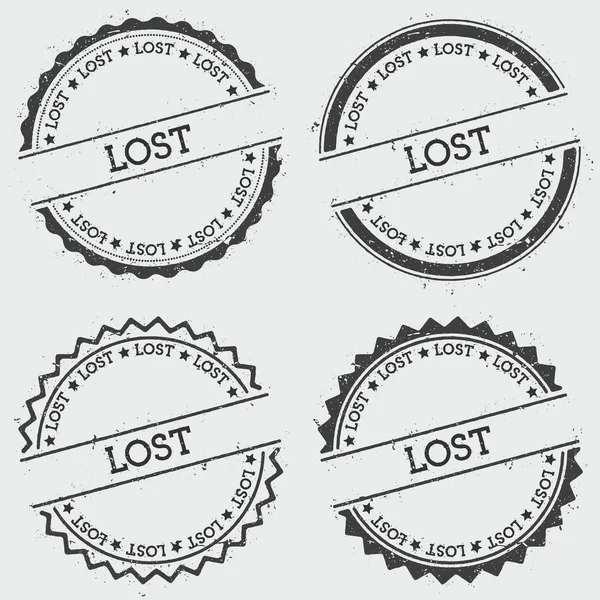 Elveszett insignia bélyegző elszigetelt fehér background Grunge kerek csípő pecsét szöveg tinta textúra — Stock Vector
