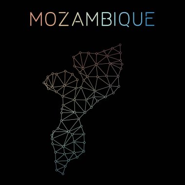 Mozambik ağ harita soyut poligonal harita tasarım ağ bağlantıları illüstrasyon vektör