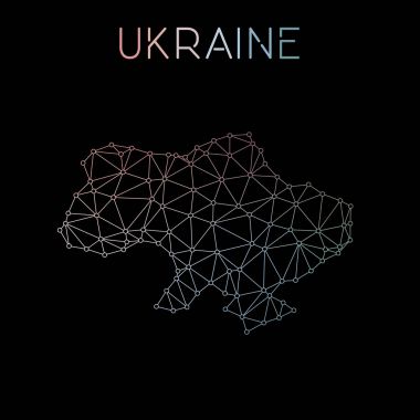 Ukrayna ağ harita soyut poligonal harita tasarım ağ bağlantıları illüstrasyon vektör