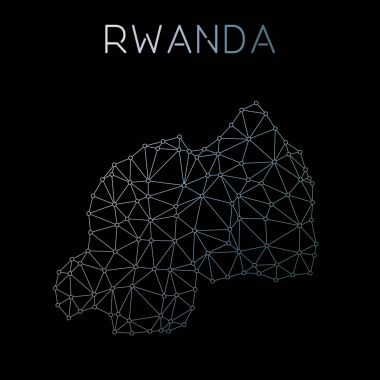 Ruanda ağ harita soyut poligonal harita tasarım ağ bağlantıları illüstrasyon vektör