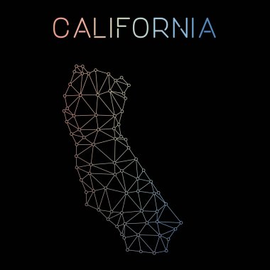 Devlet bize tasarım ağ bağlantıları vektör harita California Ağ Haritası soyut çokgen